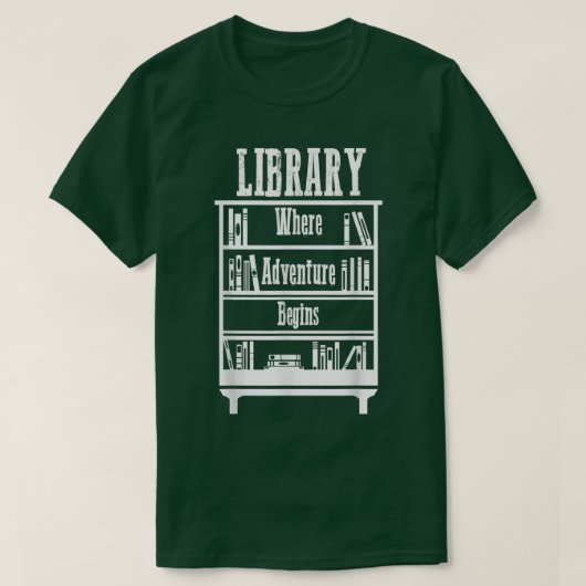 T-Shirt Livres de bibliothèque où l'aventure comme (Design devant)
