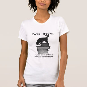 T-shirt Livres de chats. Tout que j'ai besoin est café