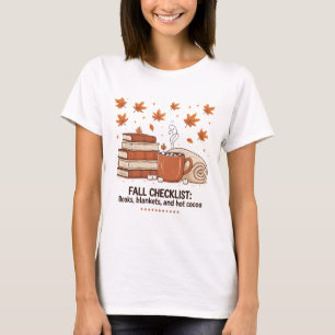 T-shirt Livres de liste de contrôle d'automne Couvertures