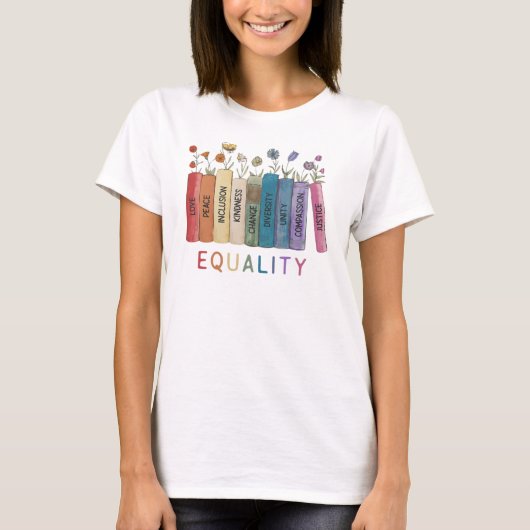 T-shirt Livres et fleurs sur l'égalité (Devant)