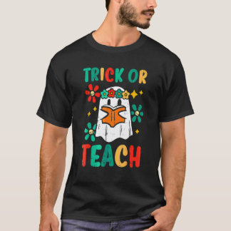 T-shirt Livres Fantômes Trick Or Teach Rétro Groovy Hallow