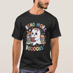 T-shirt Livres Mignons Fantôme Lire Plus de Livres Drôle P