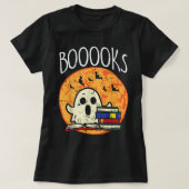 T-shirt Livres Moon Ghost Halloween Bookworm Librarian Tea (Design devant)