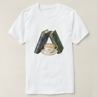 T-shirt Livres Sombres Vintage d'Academia avec Café au Lai