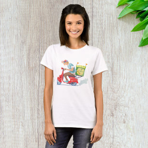 T-shirt Livreur de pizza sur scooter rouge