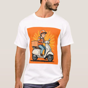 T-shirt Livreur sur scooter moderne
