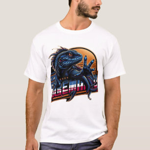 T-shirt Lizard Bleu, Design Lizard Américain, Art Lizard