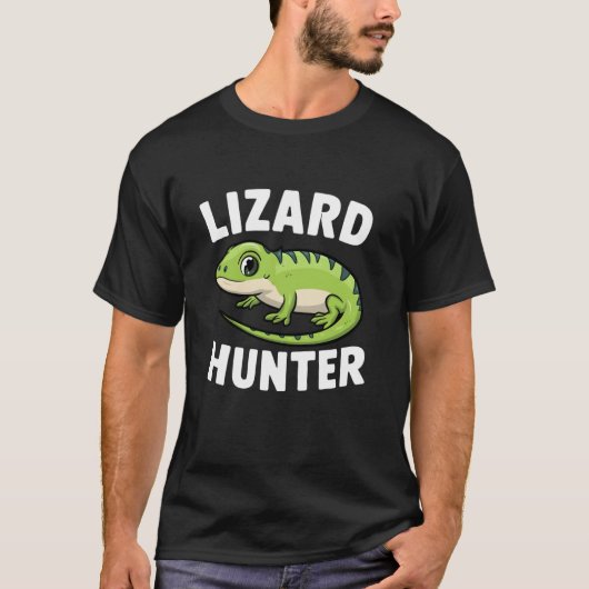 T-shirt Lizard Hunter Funny Cute Gecko Garçons Filles Enfa (Devant)