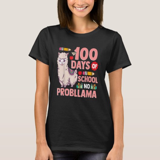 T-shirt Llama 100 Days Of School Gift No Probllama Teacher (Devant)