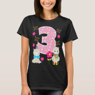 T-shirt Llama 3e anniversaire 3 ans mignonne Llama fête To