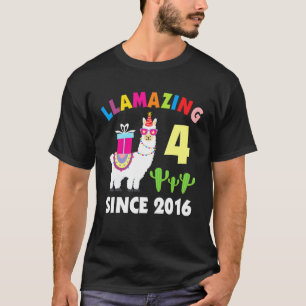 T-shirt Llama 4 ans Anniversaire Llama Boys Girls Enfants