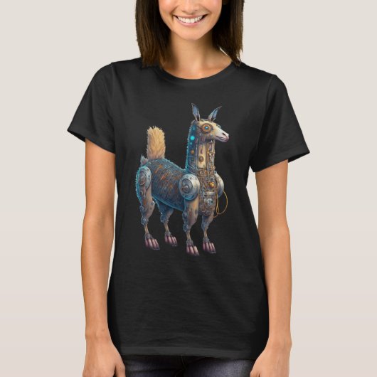 T-shirt Llama Alpaca Cyborg Costume Technologie Science Fi (Devant)