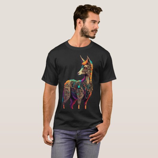T-shirt Llama Alpaca Cyborg Costume Technologie Science Fi (Devant entier)