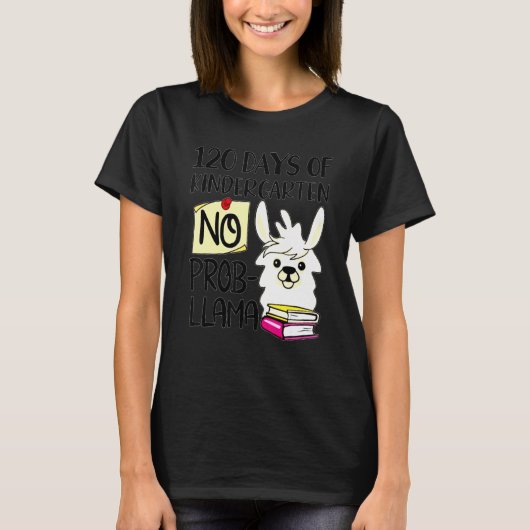 T-shirt Llama & Alpaca Lovers 120 Days of Kindergarten No (Devant)