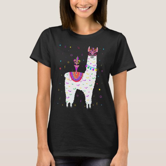 T-shirt Llama Alpaca Mardi Gras Alpaca Fat Mardi Partie B (Devant)