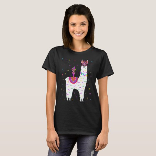 T-shirt Llama Alpaca Mardi Gras Alpaca Fat Mardi Partie B (Devant entier)