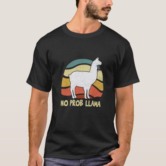 T-shirt Llama Alpaca No Prob Llamas Kids Girls Women (Devant)