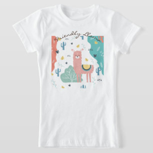 T-Shirt Llama amicale dans un paysage filles