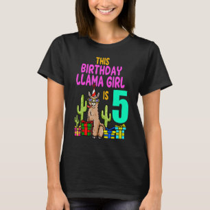 T-shirt Llama Anniversaire 5e Anniversaire Fête Fille Alpa