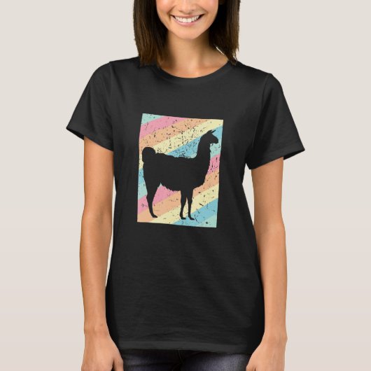 T-shirt Llama avec arrière-plan rétro (Devant)