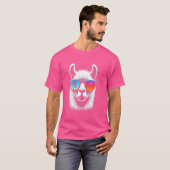T-shirt Llama Avec Lunettes De Soleil Rétro (Devant entier)