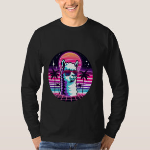 T-shirt Llama avec Lunettes de Soleil Style Rétro