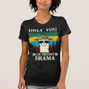 T-shirt Llama Camping Only You Can Prevent Drama Vintage C