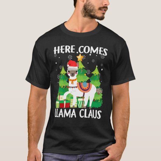 T-shirt Llama Claus Arbre de Noël Llama Xmas 2 (Devant)