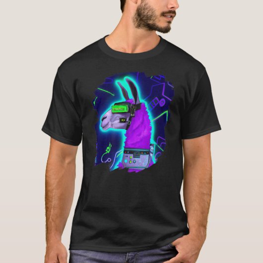 T-shirt Llama Cyborg Robot Llama Cool Artistic Retro Alpac (Devant)