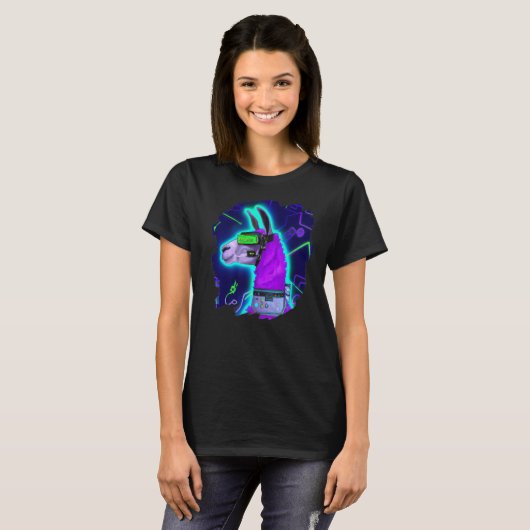 T-shirt Llama Cyborg Robot Llama Cool Artistic Retro Alpac (Devant entier)
