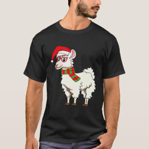 T-shirt Llama Dabbing Santa Lunettes de Hipster Amoureux d