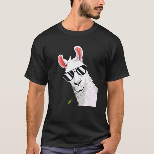 T-shirt Llama D'Alpaca Avec Lunettes De Soleil (Devant)