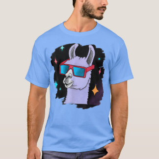 T-shirt Llama dans l'espace Portant des lunettes de soleil