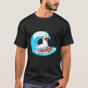 T-shirt Llama d'art de surf Lama alpacas surfeur planche d