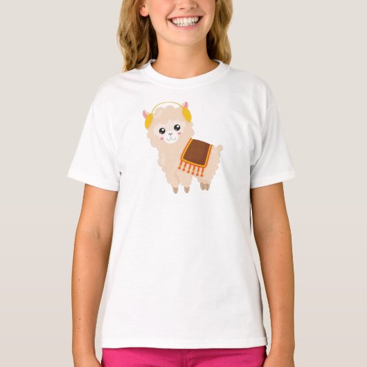 T-shirt Llama d'automne, Llama mignonne, Alpaca mignonne, (Devant)