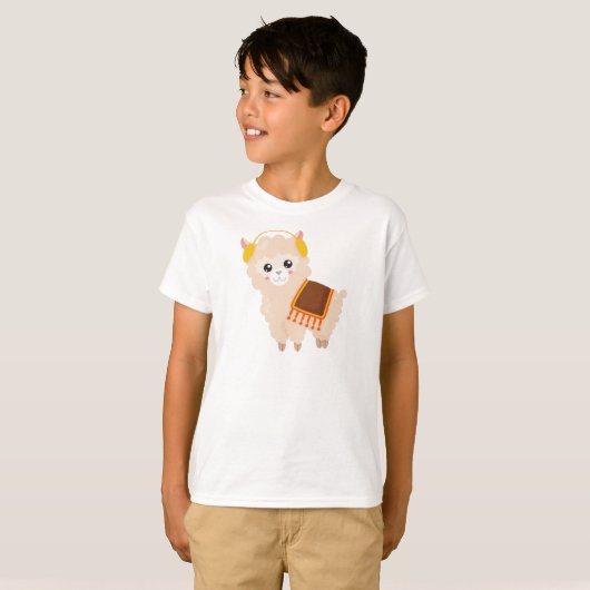 T-shirt Llama d'automne, Llama mignonne, Alpaca mignonne,  (Devant entier)