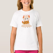 T-shirt Llama D'Automne, Llama Mignonne, Llama Avec Écharp (Devant)