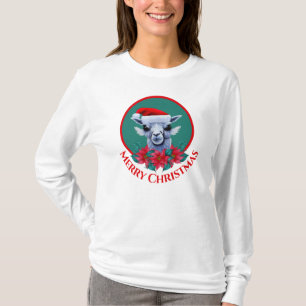 T-shirt Llama de Noël et couronne de texto T-Shi de femme