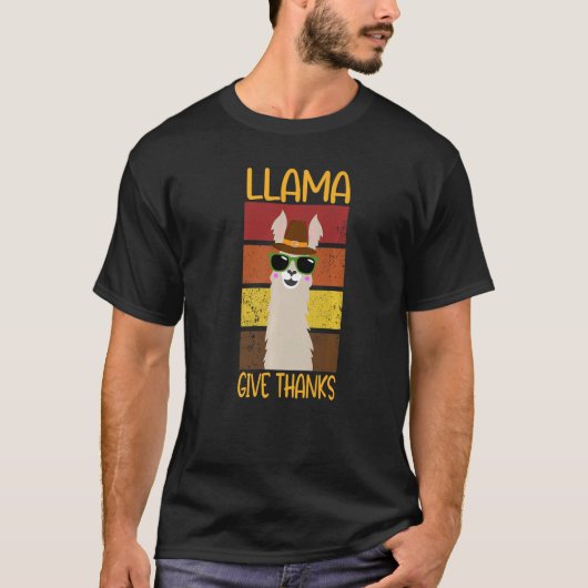 T-shirt Llama Donner Merci Smiling Lama Portrait Sunset (Devant)