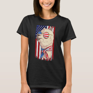 T-shirt Llama drapeau américain rouge blanc Joyeux 4 juill