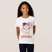 T-Shirt llama Drapeau Élastique à cheveux et Fireworks Per (Devant entier)