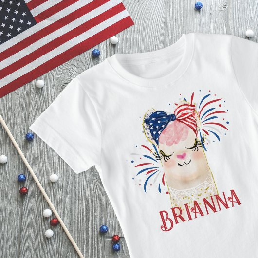 T-Shirt llama Drapeau Élastique à cheveux et Fireworks Per