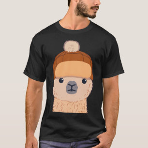T-shirt Llama en hiver Casquette mignonne caractère