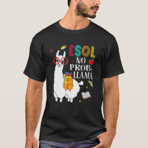 T-shirt Llama Esol Pas De Problème Premier Jour D'école Po