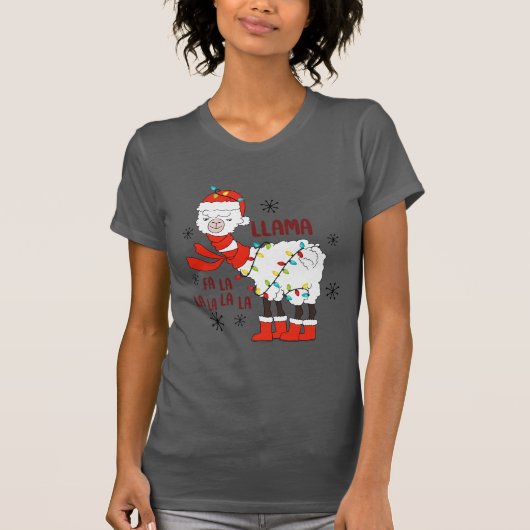 T-shirt Llama Fa La La La La Humorisée (Devant)