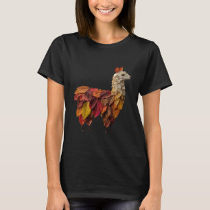T-shirt Llama Feuilles D'automne Artistique Animaux De Fer