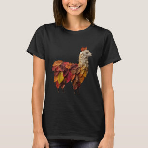 T-shirt Llama Feuilles D'automne Artistique Animaux De Fer