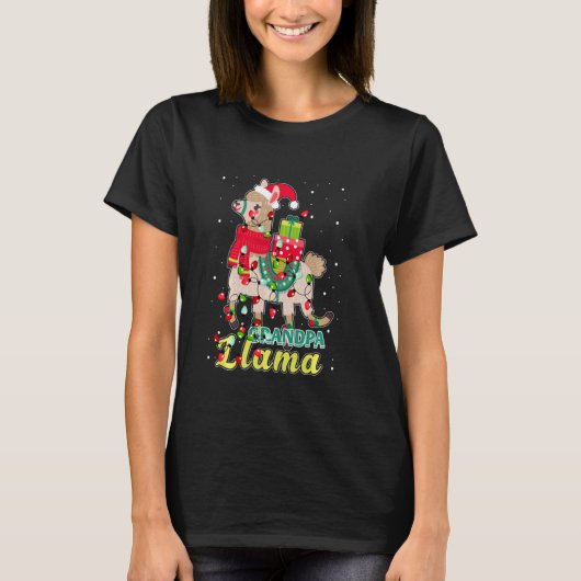 T-shirt Llama Grand-père porte le chapeau de Noël Noël mar (Devant)