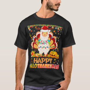T-shirt Llama Hallothanksmas Halloween Thanksgiving