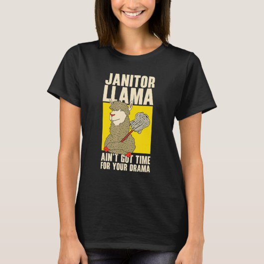 T-shirt Llama Janitor Temps Drame Maintenance Bâtiment Cle (Devant)